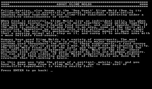 Oatboy vs. Slime Mold - หน้าจอ