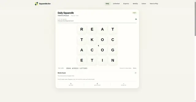 Squaredle - หน้าจอ